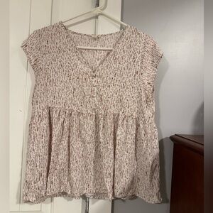 Caslon Cream and Mauve babydoll Blouse